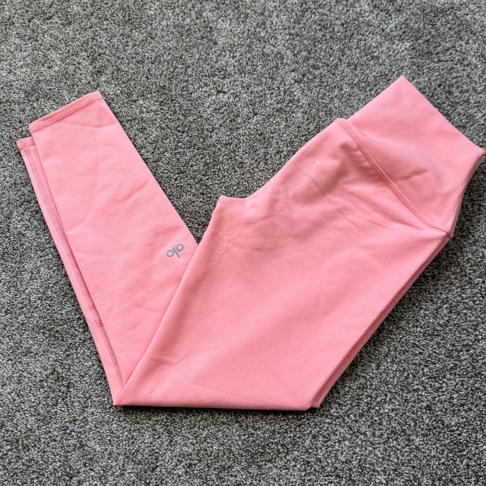 ALO Yoga Leggings High Waist Coral Pink Size Small Excellent Yoga Pilates 7/8